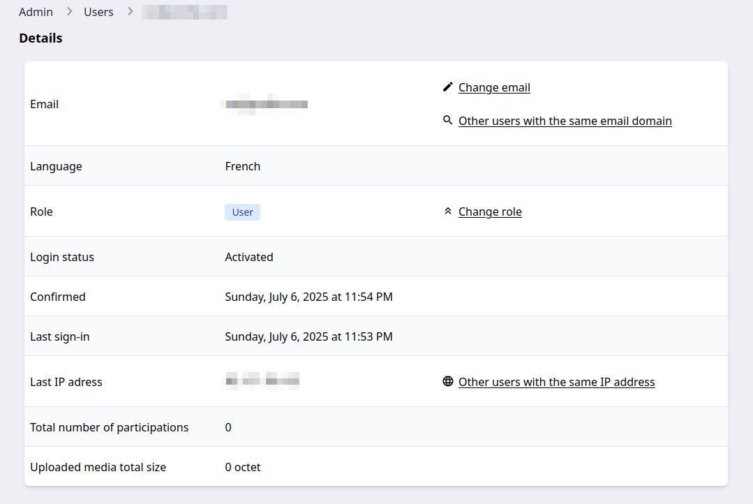 User details
